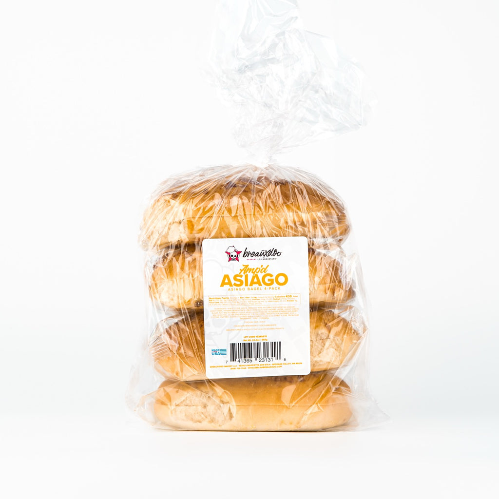 Amp'd Asiago Bagel - 4 Count